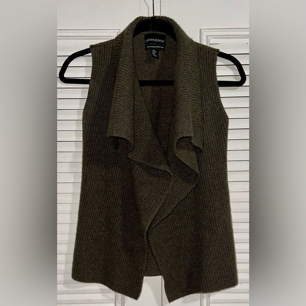 Cynthia Rowley Women’s Merino Wool Sleeveless Open‎ Cardigan Size S